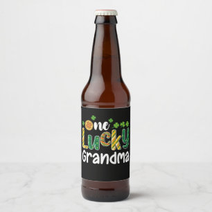 One Lucky Grandma Matching Family St Patrick's Day Bierflaschenetikett