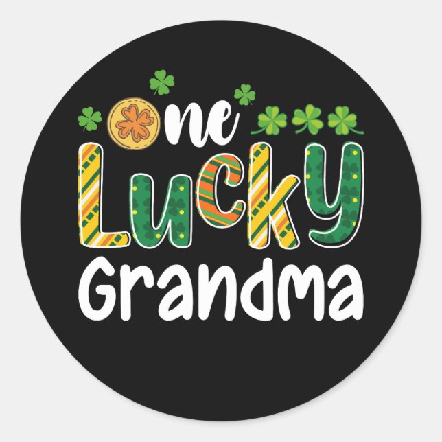 One Lucky Grandma Matching Family St Patrick's Day Runder Aufkleber (Vorderseite)