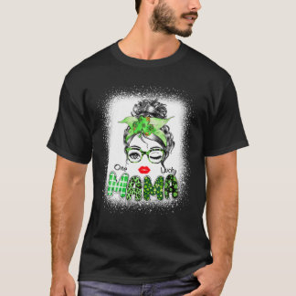 One Lucky Mama St. Patrick's Day, Leopard Messy Bu T-Shirt