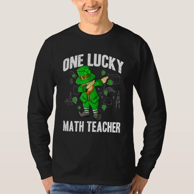 One Lucky Math Teacher St Patricks Day Dabbing Lep T-Shirt (Vorderseite)
