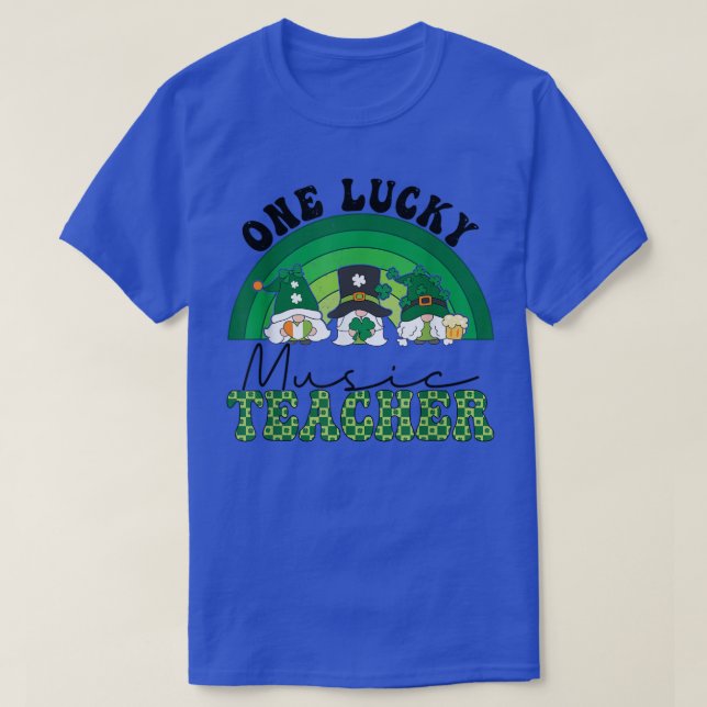 One Lucky Music Teacher Rainbow Gnomes Saint Patri T-Shirt (Design vorne)