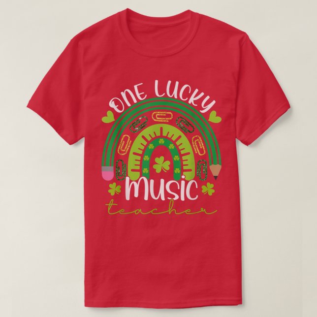 One Lucky Music Teacher Rainbow St Patrick Day Men T-Shirt (Design vorne)