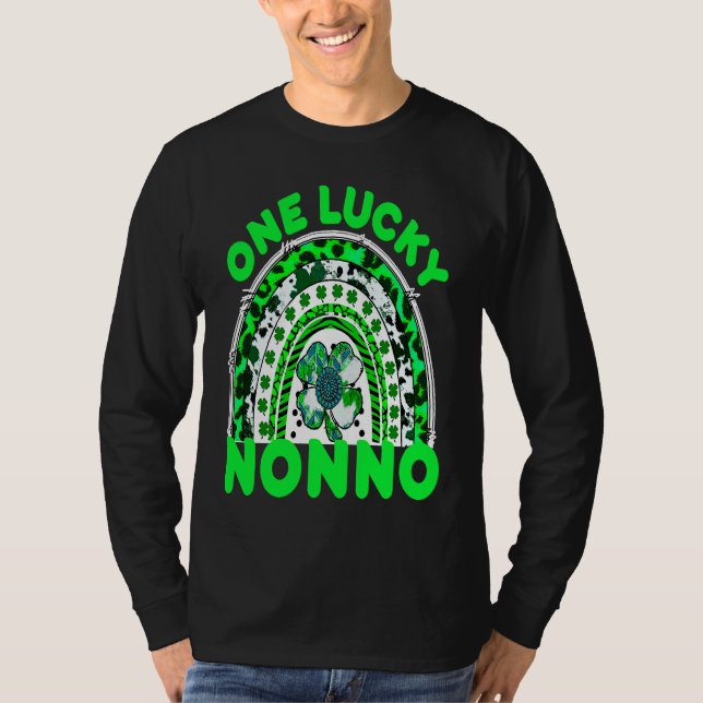 One Lucky Nonno Good Luck Green Rainbow Shamrock L T-Shirt (Vorderseite)