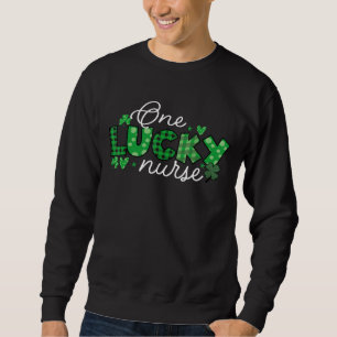 One Lucky Nurse Buffalo Kariert St Patricks Nurse Sweatshirt