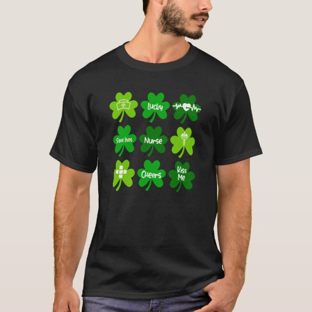 One Lucky Nurse Green Kleeblatt Nurse St Patrick T-Shirt (Vorderseite)
