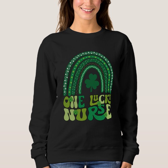 One Lucky Nurse Groovy Retro Rainbow St Patricks D Sweatshirt (Vorderseite)