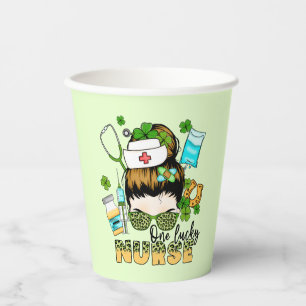 One Lucky Nurse - Messy Bun - St. Patrick's Day Pappbecher