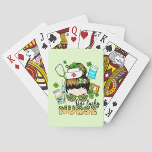 One Lucky Nurse - Messy Bun - St. Patrick's Day Spielkarten