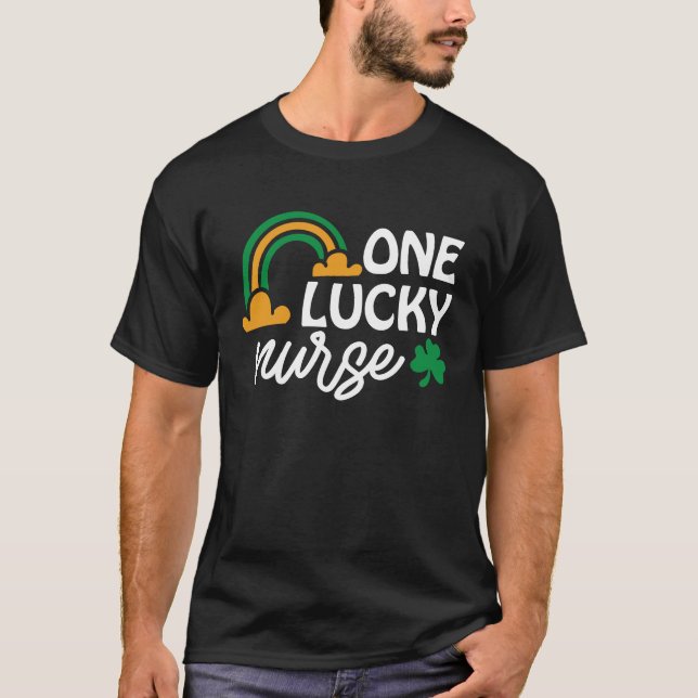 One Lucky Nurse  St Patrick's Day Pot of Gold Rain T-Shirt (Vorderseite)