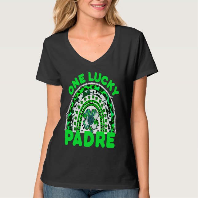 One Lucky Padre Good Luck Green Rainbow Shamrock L T-Shirt (Vorderseite)