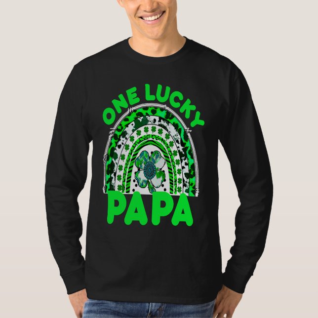 One Lucky Papa Good Luck Green Rainbow Shamrock Le T-Shirt (Vorderseite)