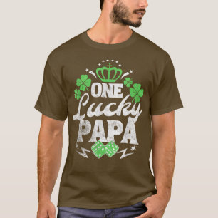 One Lucky Papa St Patricks Day Gift Vintager 70er  T-Shirt