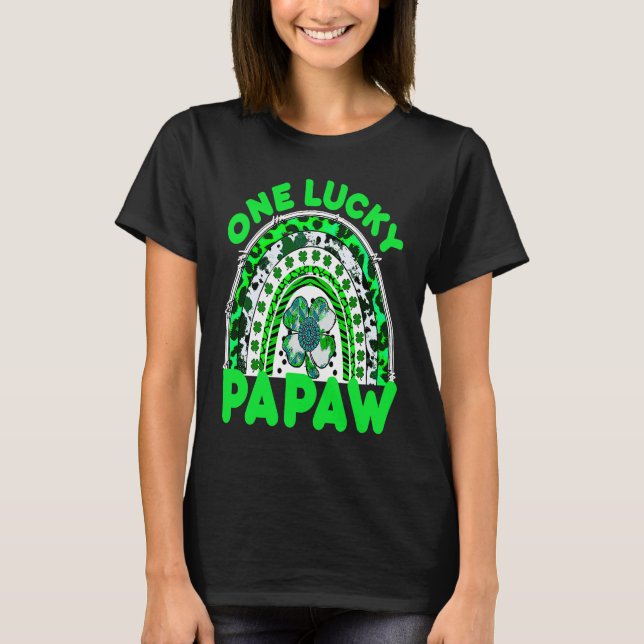 One Lucky Papaw Viel Glück Green Rainbow Kleeblatt T-Shirt (Vorderseite)