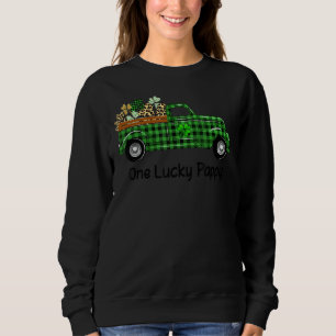 One Lucky Pappy Green Kariert Truck Kleeblatts St  Sweatshirt