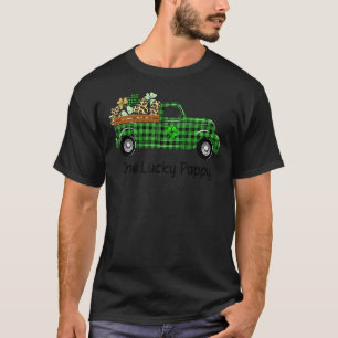One Lucky Pappy Green Kariert Truck Kleeblatts St  T-Shirt