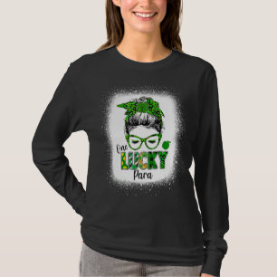 One Lucky Para Messy Bun Kleeblatt St Patrick's Da T-Shirt
