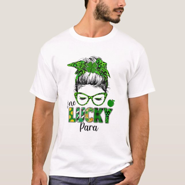 One Lucky Para Shamrock St Patrick's Day T-Shirt (Vorderseite)