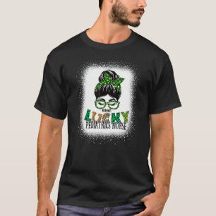 One Lucky Pediatrics Nurse Bleached St Patricks Da T-Shirt
