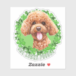 One Lucky Poodle Funny St Patrick Dog Aufkleber