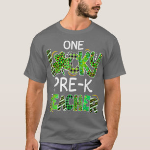 One Lucky Pre K Teacher Kleeblatt Leopard Kariert T-Shirt