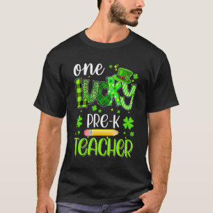 One Lucky Pre K Teacher Pencil Kleeblatt St Patric T-Shirt
