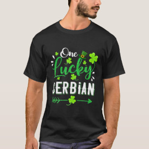 One Lucky serbisches Kleeblatt Leprechaun Hat St P T-Shirt