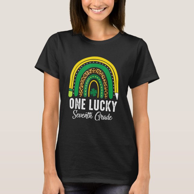 One Lucky Seventh Grade Rainbow St Patricks Day Te T-Shirt (Vorderseite)