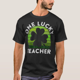 One Lucky Teacher Gift Kleeblatt Sunset Irish St P T-Shirt