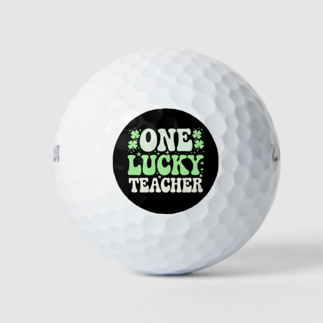 One Lucky Teacher Groovy Retro Teacher St Patricks Golfball (Vorderseite)