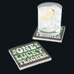 One Lucky Teacher Groovy Retro Teacher St Patricks Steinuntersetzer<br><div class="desc">One Lucky Teacher Groovy Retro Teacher St Patrick's Day</div>