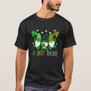 One Lucky Teacher Irish Gnome Leopard Patricks Day T-Shirt