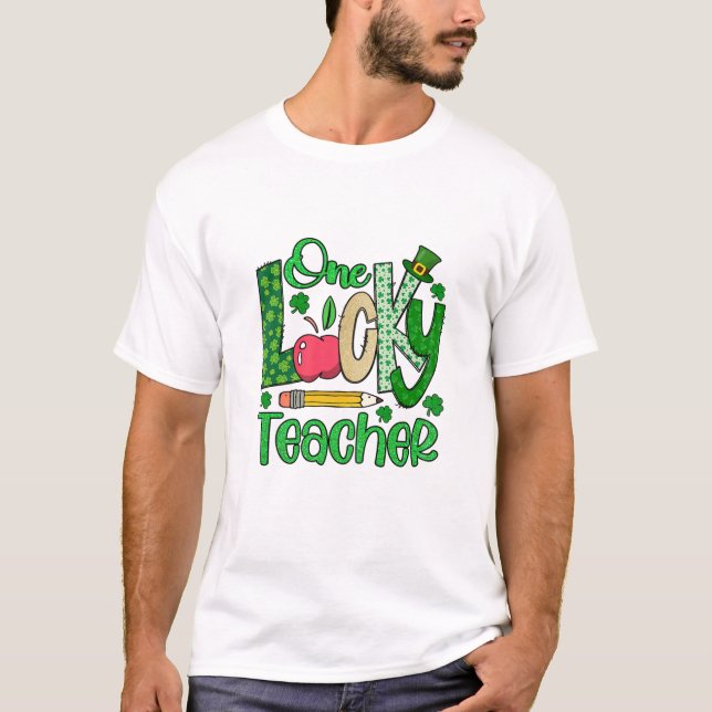 One Lucky Teacher Kleeblatt T-Shirt (Vorderseite)
