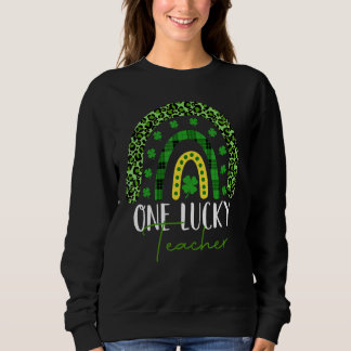 One Lucky Teacher Leopard Rainbow St Patricks Day Sweatshirt