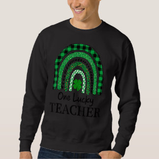 One Lucky Teacher Leprard Rainbow Kariert St Patri Sweatshirt