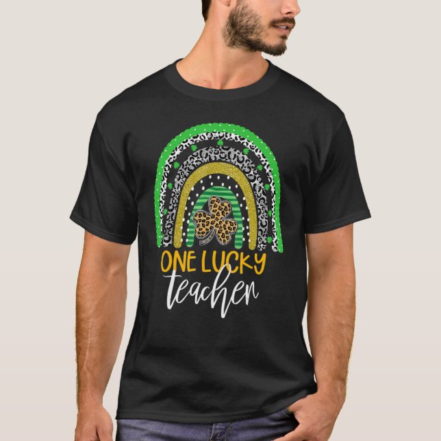 One Lucky Teacher Rainbow Shirt School St Patricku (Vorderseite)
