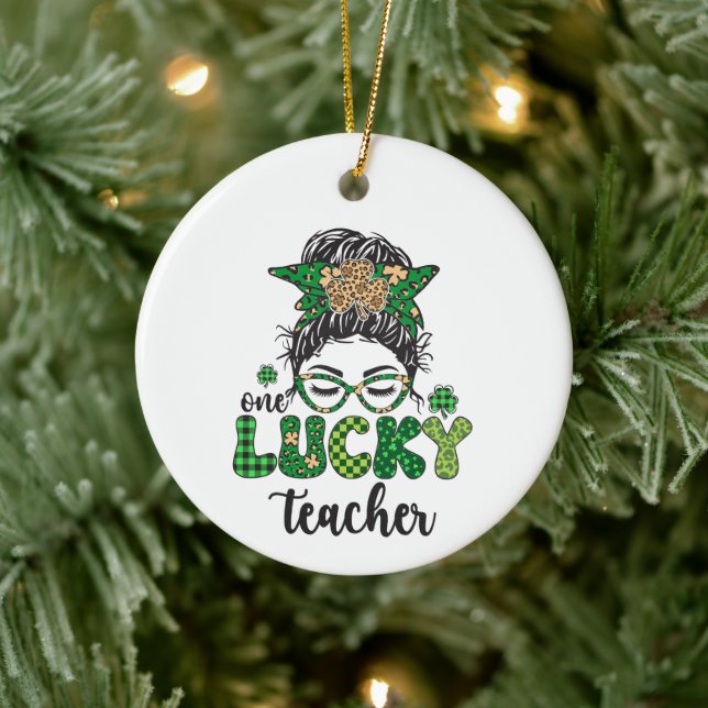 One Lucky Teacher - St. Patrick's Day Keramik Ornament (Baum)