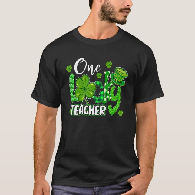 One Lucky Teacher St Patricks Day Kleeblatt Lehrer T-Shirt (Vorderseite)