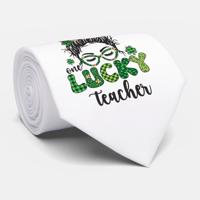 One Lucky Teacher - St. Patrick's Day Krawatte (Gerollt)