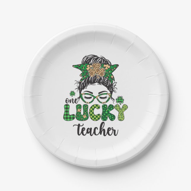 One Lucky Teacher - St. Patrick's Day Pappteller (Vorderseite)