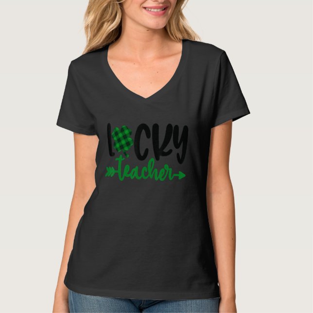 One Lucky Teacher St Patricks Day Shamrock Teacher T-Shirt (Vorderseite)