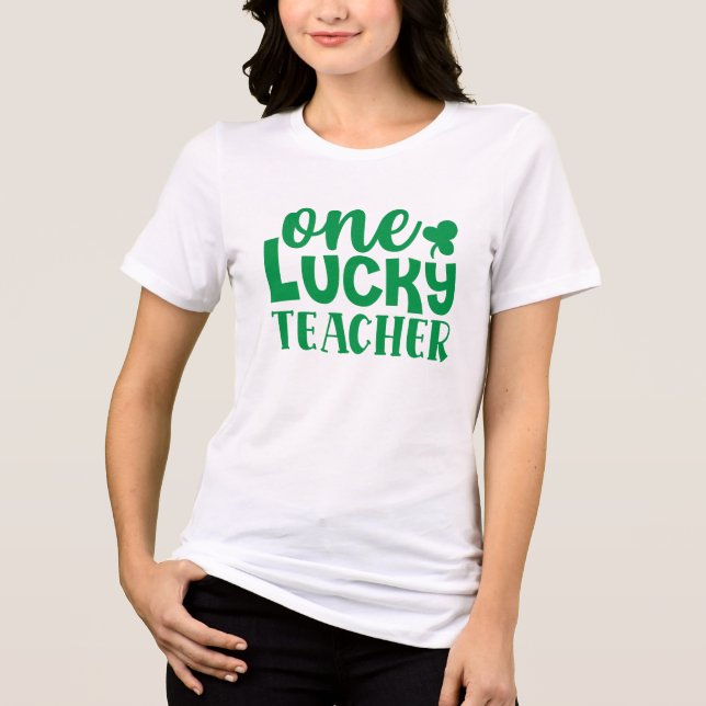 One Lucky Teacher St. Patrick's Day Tri-Blend Shirt (Vorderseite)