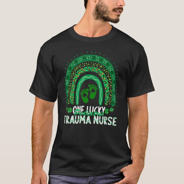 One Lucky Trauma Nurse Kleeblatt St Patricks Day P T-Shirt (Vorderseite)