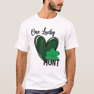 One Lucky Tunt Leopard Heart St Patrick's Day T-Shirt