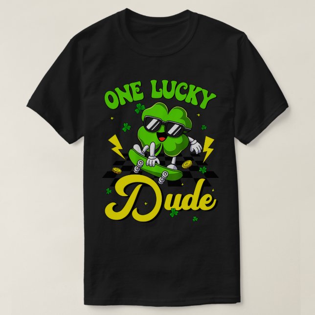 One Lucky Typ Funny St Patricks Day Skateboard T-Shirt (Design vorne)