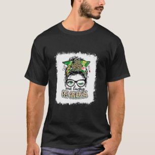 One Lucky VA Nurse One Lucky Nurse Messy Bun Shamr T-Shirt