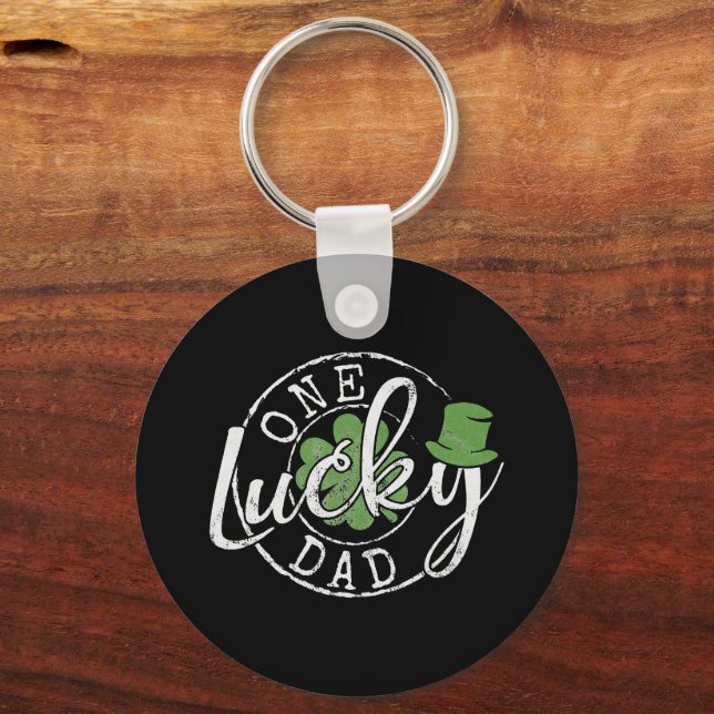 One Lucky Vater Pater Irish Clovers St Patricks Da Schlüsselanhänger (Vorderseite)