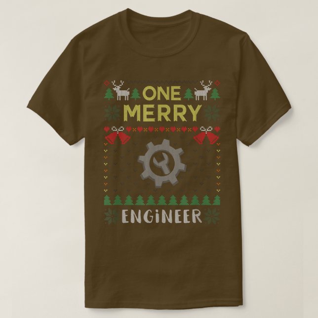 One Merry Engineer Engineering Ugly Christmas Swea T-Shirt (Design vorne)