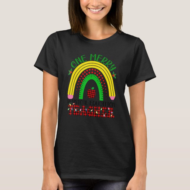 One Merry Physical Education Teacher Rainbow Leopa T-Shirt (Vorderseite)