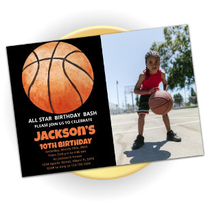 One Orange Basketball Anniversaire Invitations ave
