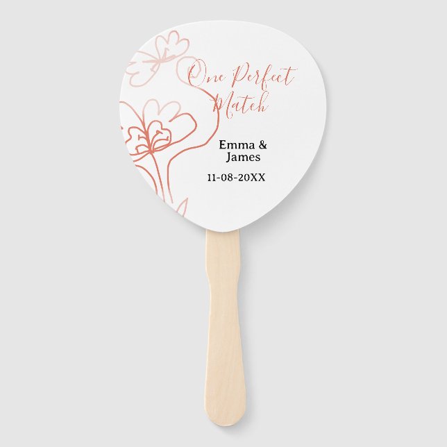 One Perfect match terracotta wedding couple name f Fächer (Vorderseite)